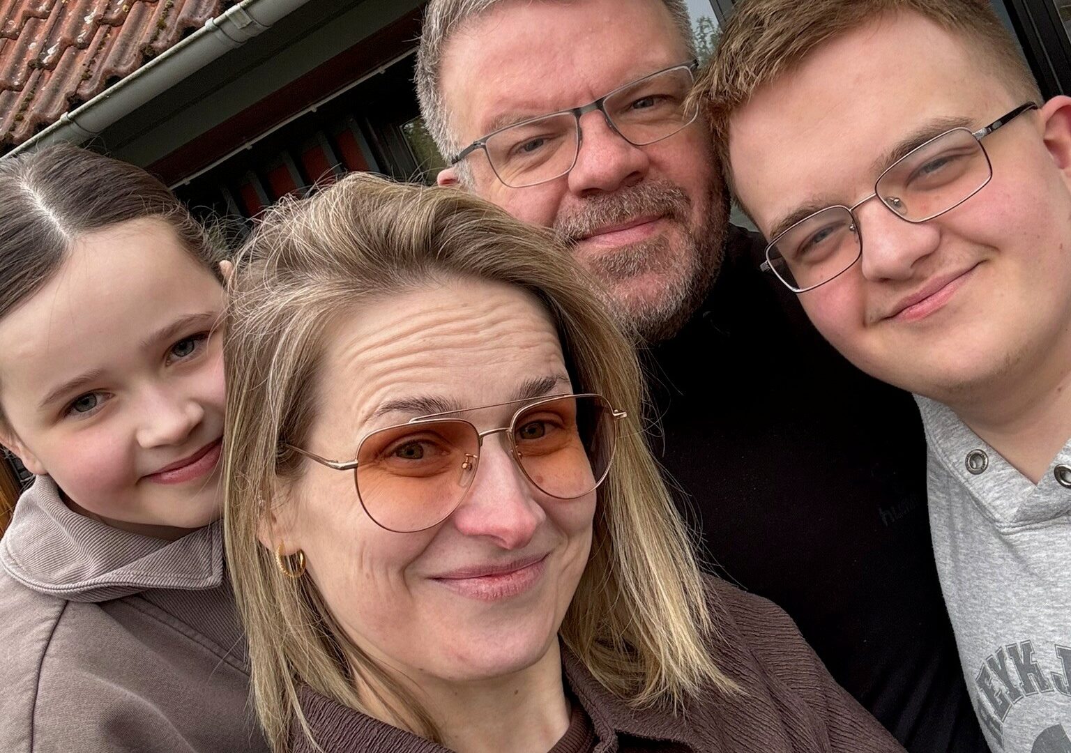 Selfie af Stefania, Egill og deres to børn