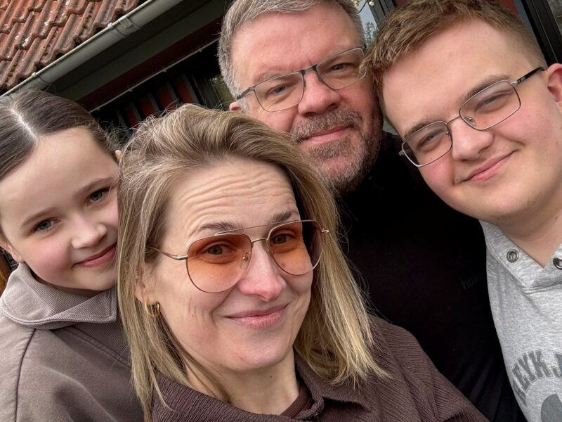 Selfie af Stefania, Egill og deres to børn